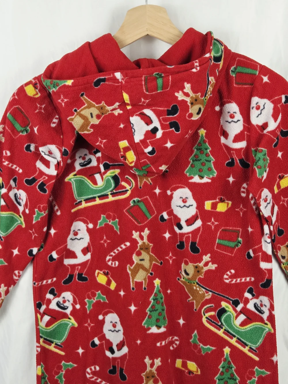 The Children's Place Red Christmas Santa & Reindeer Onesie Pajamas Large 10/12
